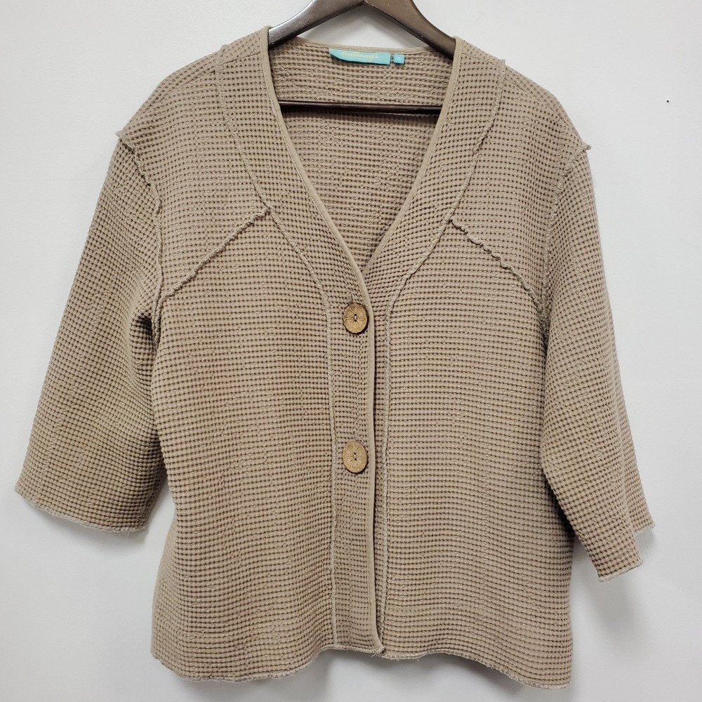Anthonys Resort Wear Womens Think Waffleknit Button Front Cardigan Size XL Brown